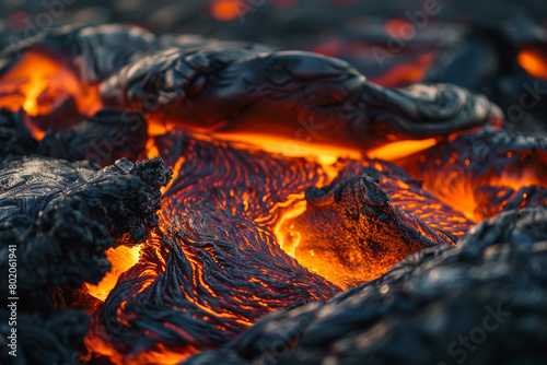 The intense heat of molten lava