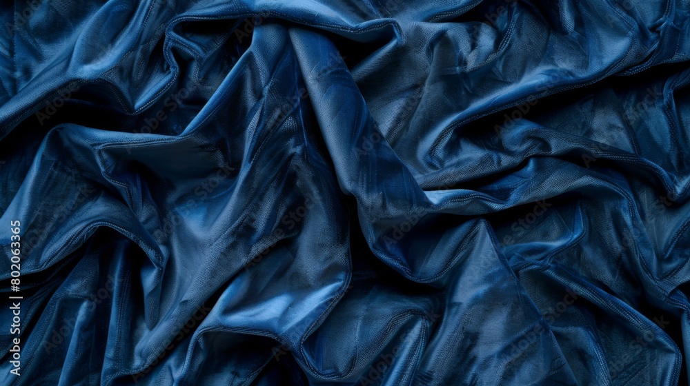 Soft velvet fabric in deep midnight blue hues creates a rich and luxurious textured background. Soft velvet fabric in deep midnight blue hues creates a rich and luxurious textured background.