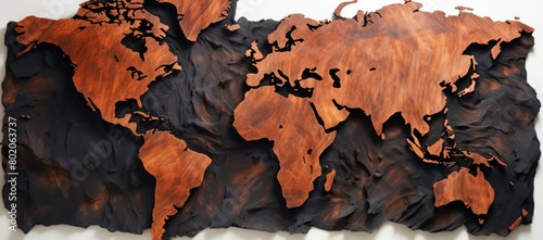 Wooden wall hanging with world map