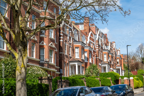 LONDON- Red brick large residential townhouses in NW6 West Hampstead, Camden