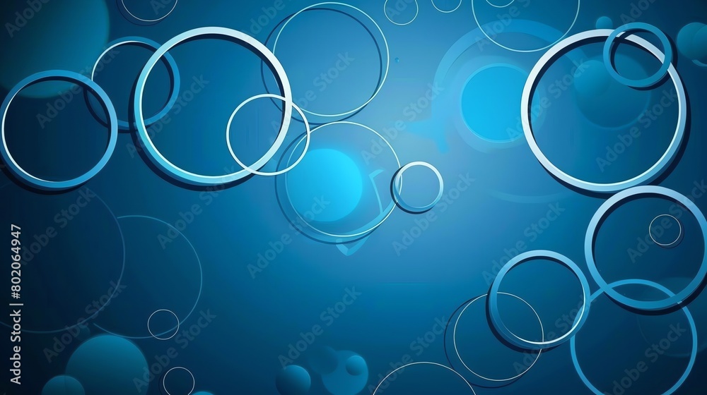 Modern design geometric blue circles on a white canvas