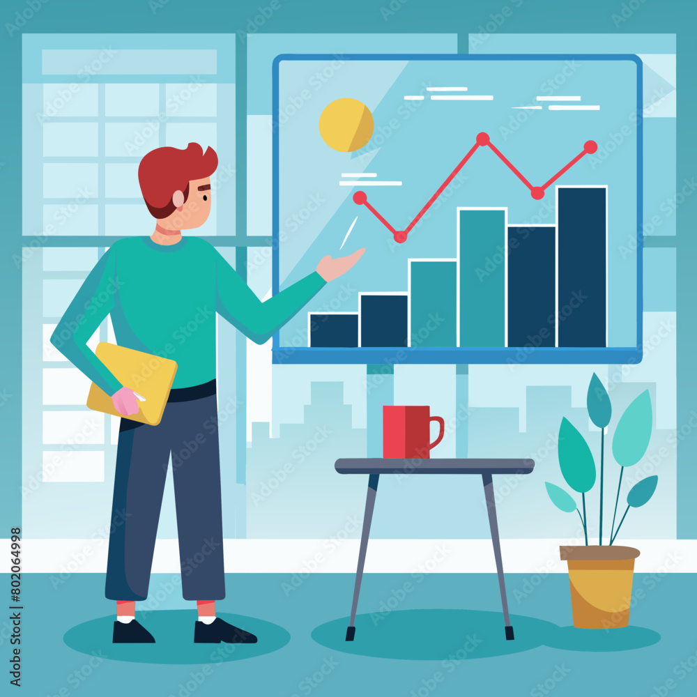 Man Teaching graph in Office vector illustration Man Teaching graph in Office vector illustration