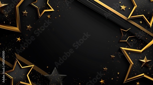 Black and Gold Starry Night: A Night Sky Filled with Sparkling Gold Stars on a Black Background