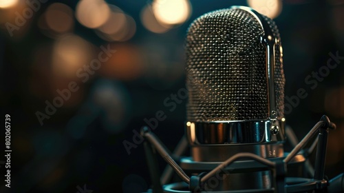 A close-up shot of a microphone, its metallic finish and intricate details capturing the essence of musical performance on Global Beatles Day.