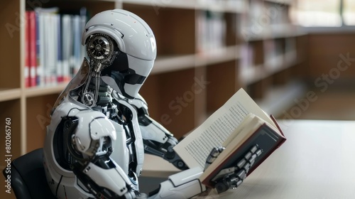 Robot Reading a Book Indoors Generative AI