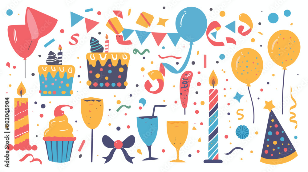 Icon set design Party festival celebration holiday bi