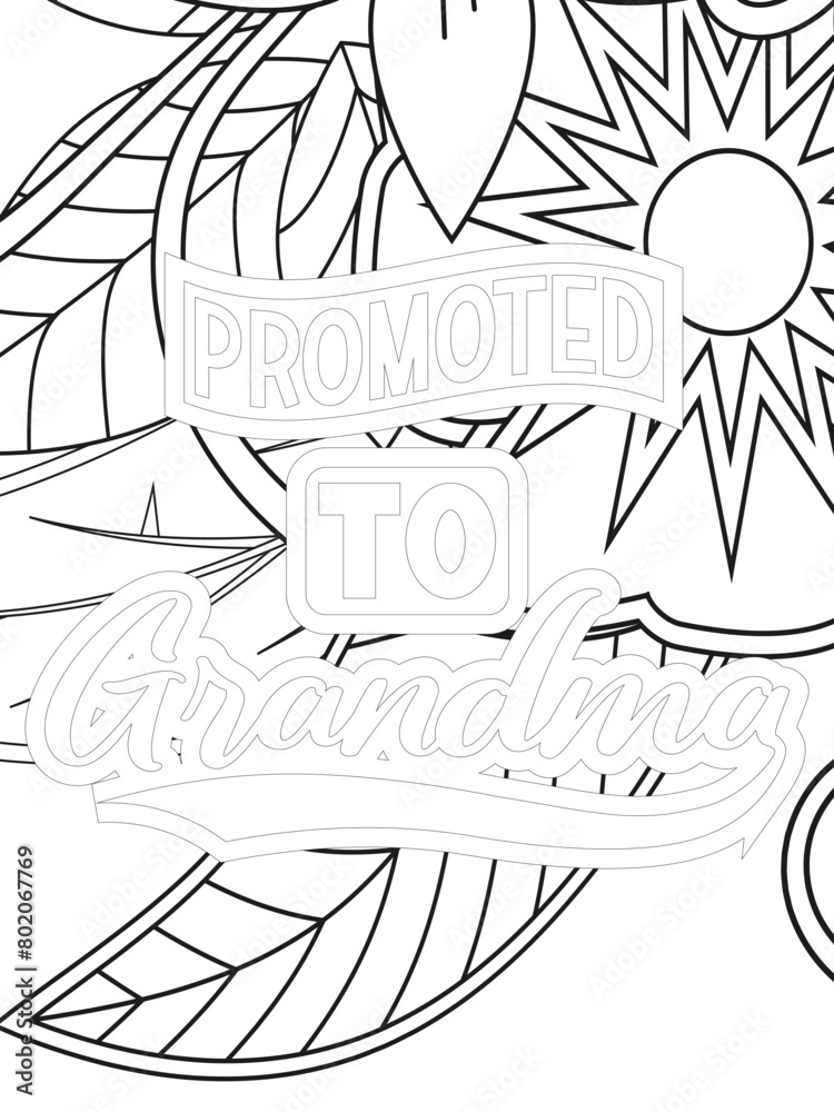 Fototapeta premium Keychain Quotes Flower Coloring Page Beautiful black and white illustration for adult coloring book