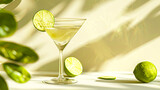 Chilled Gimlet Cocktail in Vector Art, Light Background
