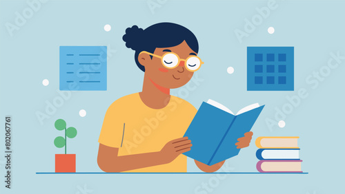 For a student with visual impairments the exam is written in braille and they are allowed to use a magnifying device to read the questions.. Vector illustration