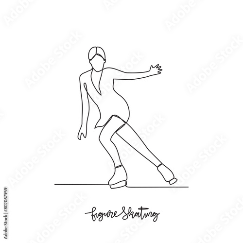 One continuous line drawing of Figure Skating sports vector illustration. Figure Skating sports design in simple linear continuous style vector concept. Sports themes design for your asset design.