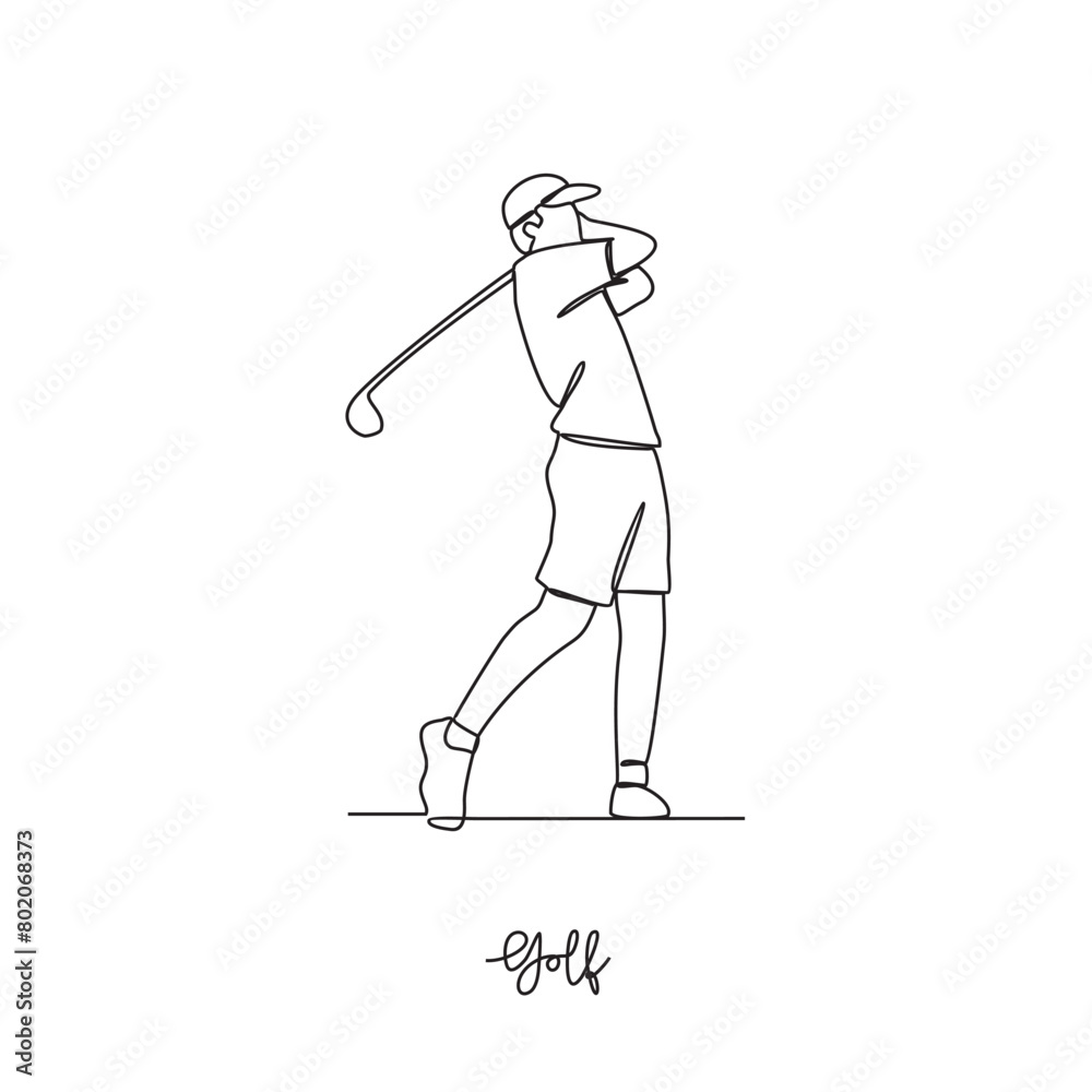 One continuous line drawing of Golf sports vector illustration. Golf sports design in simple linear continuous style vector concept. Sports themes design for your asset design vector illustration.