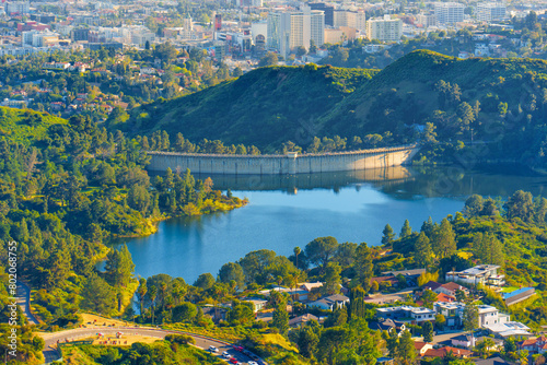 Hollywood Reservoir Dam and Surrounding Urban Tapestry
