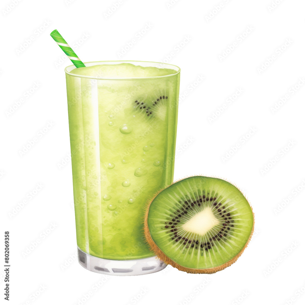 kiwi juice Isolated Detailed Watercolor Hand Drawn Painting Illustration kiwi juice Isolated Detailed Watercolor Hand Drawn Painting Illustration