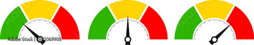 Meter gauge icon, low normal and high level indicators