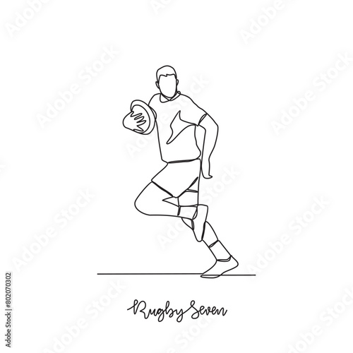 One continuous line drawing of Rugby Seven sports vector illustration. Rugby Seven sports design in simple linear continuous style vector concept. Sports themes design for your asset design.