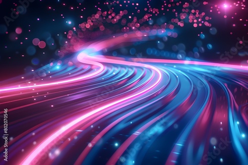 Glowing Neon Waves of Futuristic Abstract Light and Motion