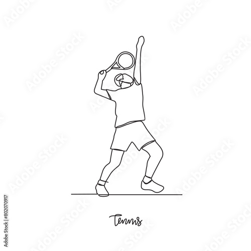 One continuous line drawing of Tennis sports vector illustration. Tennis sports design in simple linear continuous style vector concept. Sports themes design for your asset design illustration.