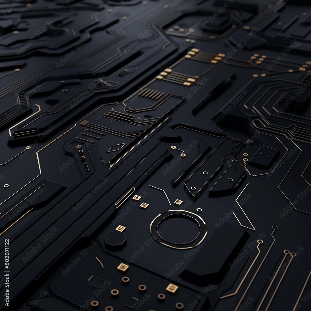 Fototapeta premium Simple background, few elements, dark, business card-style design, and technology