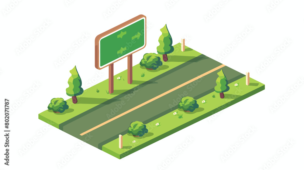 Isolated isometric green road sign design Vectot styl