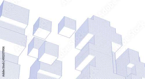 abstract modular architecture 3d rendering