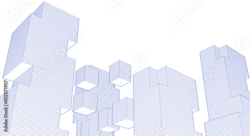 abstract modular architecture 3d rendering