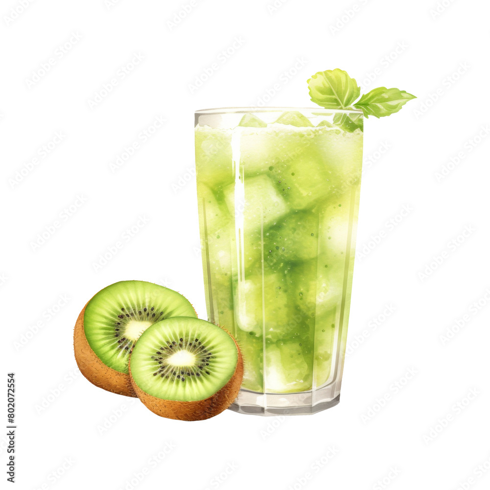 kiwi juice Isolated Detailed Watercolor Hand Drawn Painting Illustration kiwi juice Isolated Detailed Watercolor Hand Drawn Painting Illustration