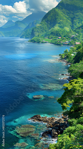 A beautiful view of a mountain range with a body of water in the background