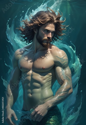 Beneath the Waves: A Merman's Sublime Journey Through the Liquid Embrace of the Ocean Depths