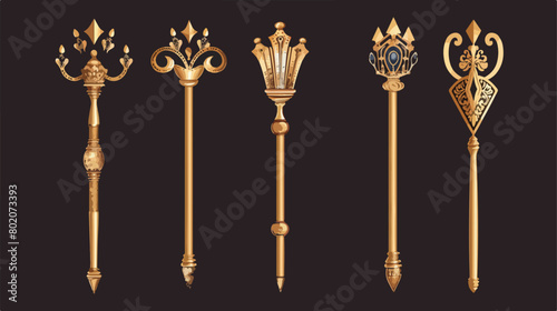 King scepter design Royal power wand insignia gold