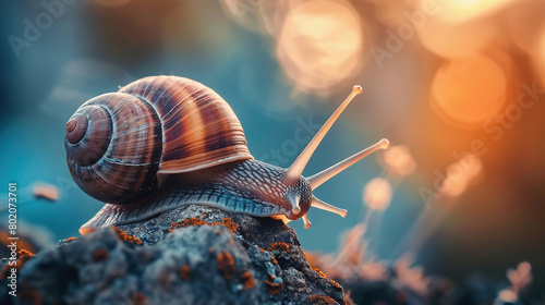 snail photographed with a macro lens