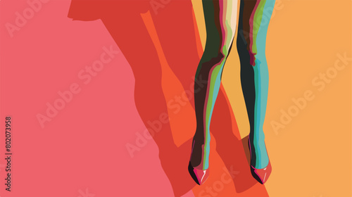 Legs of young woman on color background Vectot style photo