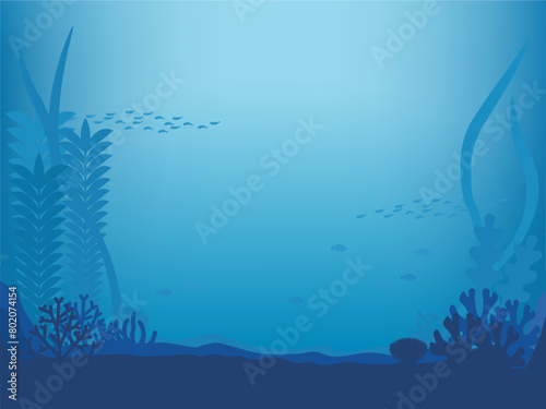 海中に広がるシンプルな魚群の風景素材