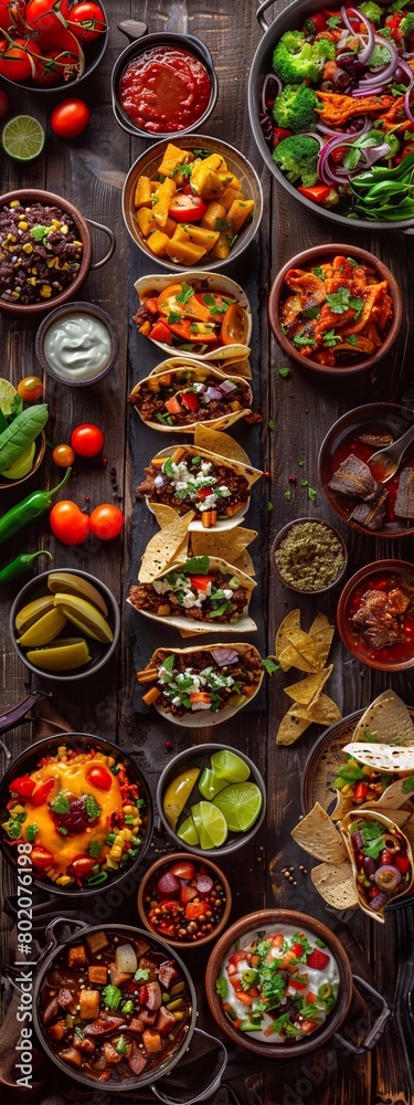 Mexican food many dishes of mexican cuisine on dark wooden table Mexican food many dishes of mexican cuisine on dark wooden table