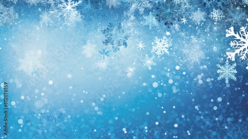 Abstract winter background with snowflakes and bokeh.