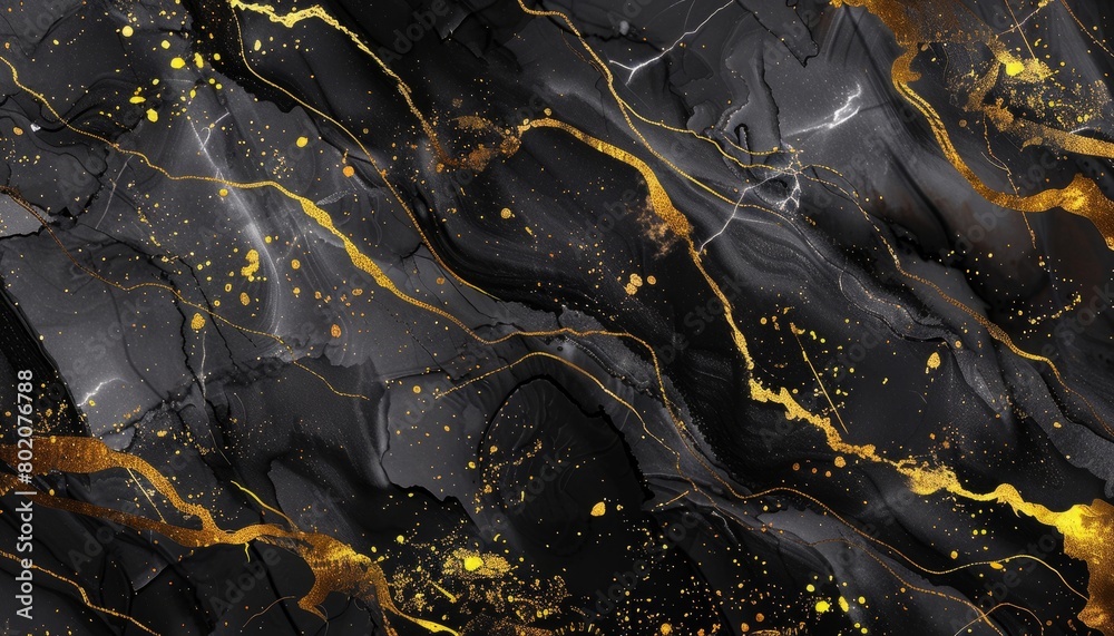 An elegant background featuring abstract black marble with gold art patterns, using watercolor textures and ink splashes for a luxurious wallpaper design An elegant background featuring abstract black marble with gold art patterns, using watercolor textures and ink splashes for a luxurious wallpaper design