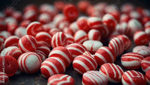 Candies with red stripes peppermints
