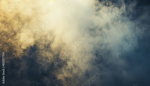 A mysterious black smoke and fog background, ideal for creating a spooky or atmospheric setting with a dramatic overlay effect, modern style, sunlight, elegant, hyper realistic, vibrant colors