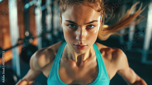 Woman Engaged in Intense Fitness Training