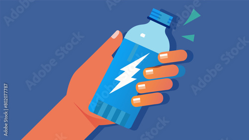 A hand holding a bottle of electrolyte water emphasizing the importance of replenishing nutrients after a sauna session..