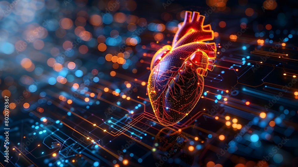 Holographic Medical Visualization of Cardiovascular Health and Disease Indicators in Futuristic Digital Interface Holographic Medical Visualization of Cardiovascular Health and Disease Indicators in Futuristic Digital Interface