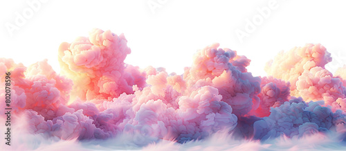 Pink clouds with smoke isolated on transparent background.