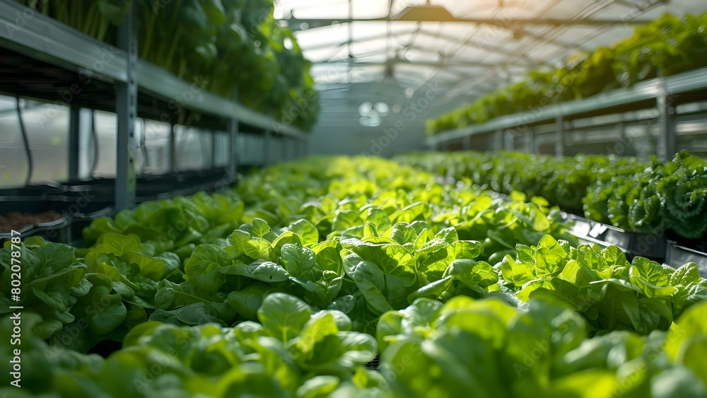 Modern Greenhouse Hydroponic Farming: Industrial Production of Fresh and Healthy Produce. Concept Greenhouse Farming, Hydroponic Cultivation, Fresh Produce, Industrial Production, Healthy Eating Modern Greenhouse Hydroponic Farming: Industrial Production of Fresh and Healthy Produce. Concept Greenhouse Farming, Hydroponic Cultivation, Fresh Produce, Industrial Production, Healthy Eating