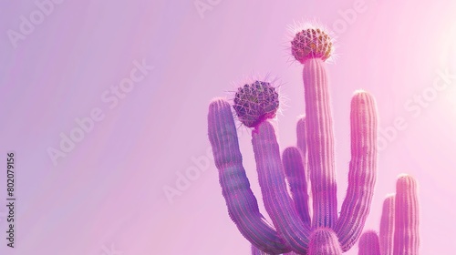 Cactus, muted lavender backdrop, glossy magazine cover, diffuse light, straighton perspective