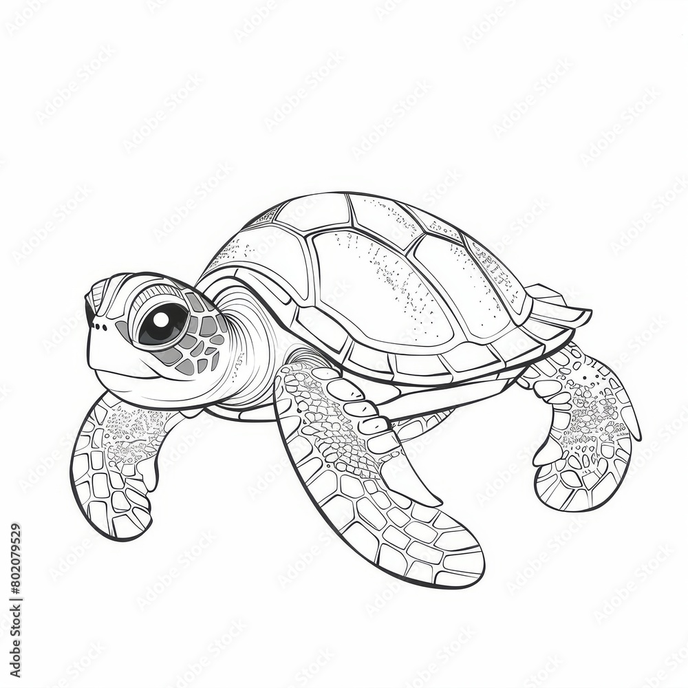 Naklejka premium Gentle Sea Turtle Coloring Page