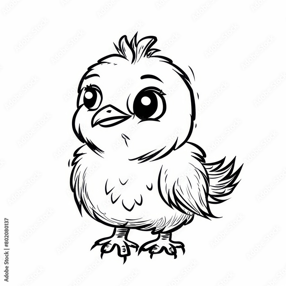 Fototapeta premium Cute Chick Illustration with Clear Outlines