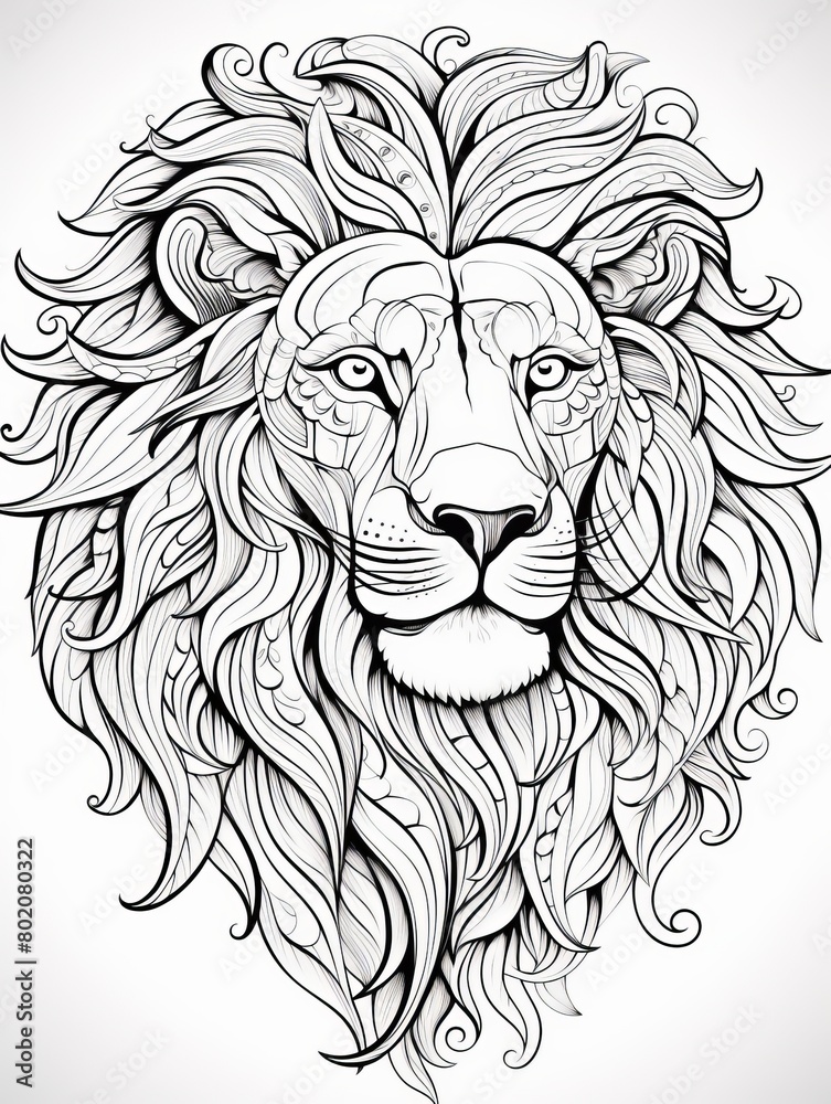 Majestic Lion Outline for Coloring