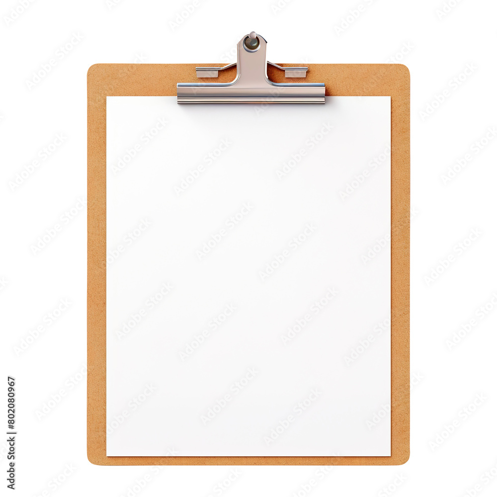 Blank clipboard with blank paper isolated on a white background Blank clipboard with blank paper isolated on a white background