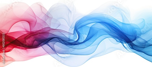 Red and blue smoke in the air