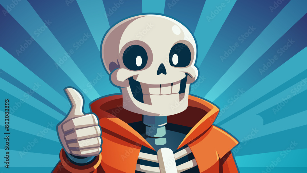 Skeleton smiling and showing thumb up isolated on white background Skeleton smiling and showing thumb up isolated on white background