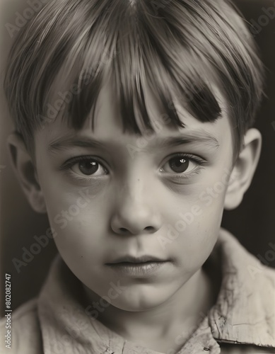 Vintage portrait of a sad child